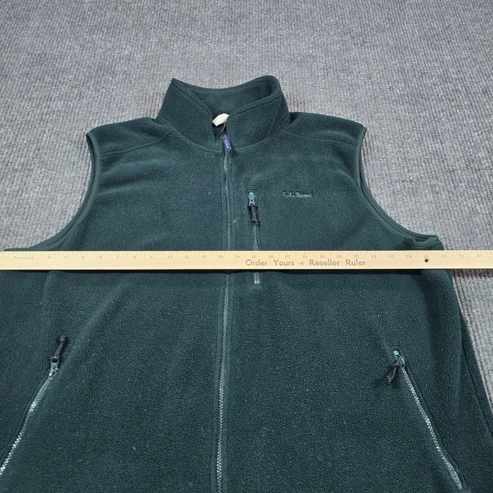 Vintage L.L.Bean Fleece Vest Mens 2XL Green Trail Model Full Zip Pockets Outdoor